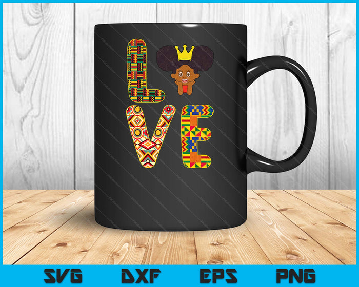 Black History Love Afro Girl African Pride Kid Toddler Youth SVG PNG Digital Printable Files