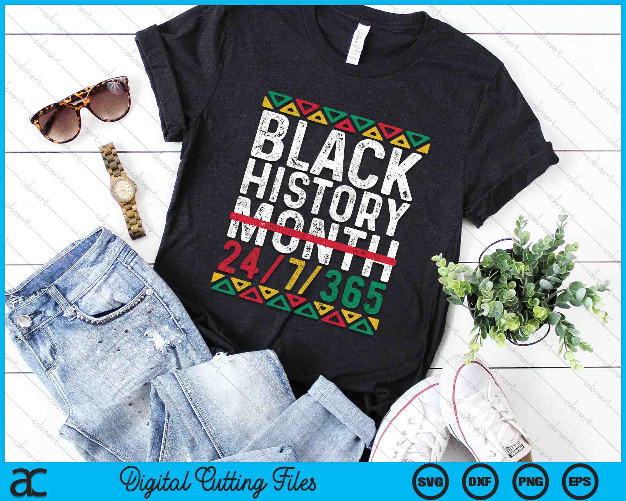Black History Month 24-7-365 Pride African American SVG Cutting Files ...