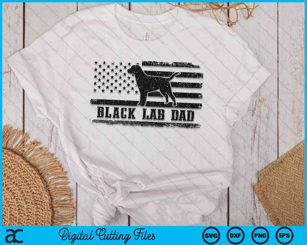 Black Lab Dad Distressed American Flag Patriotic Dog SVG PNG Digital Printable Files