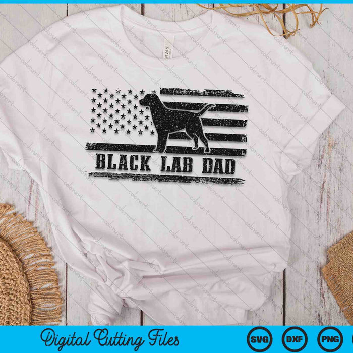 Black Lab Dad Distressed American Flag Patriotic Dog SVG PNG Digital Printable Files