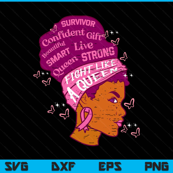 Black queen African women pink afro breast cancer awareness SVG cut file