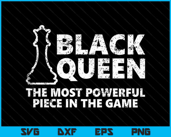Black Queen meest krachtige schaak Afro-Amerikaanse vrouwen SVG PNG snijden afdrukbare bestanden
