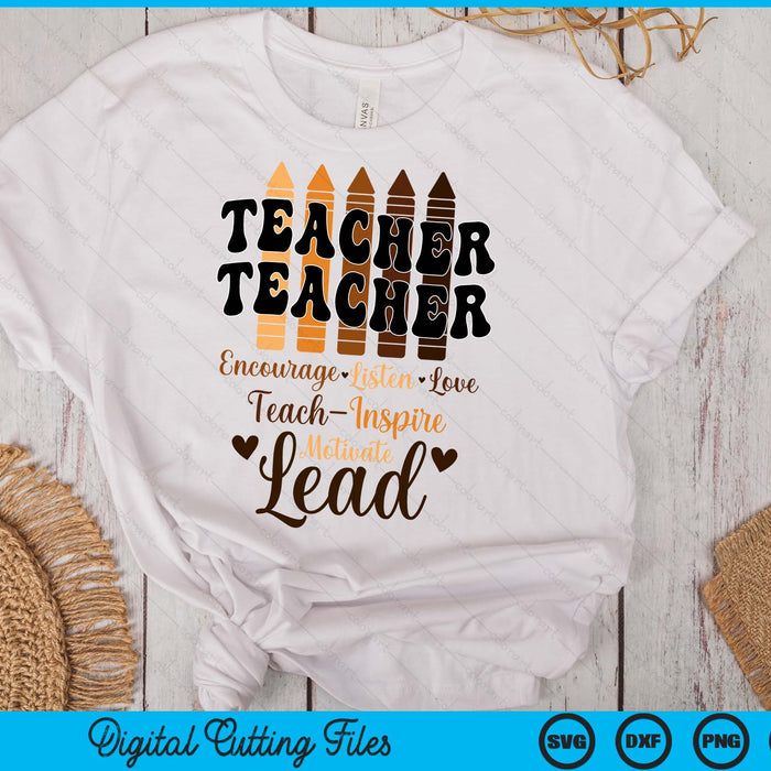 Black Teacher Melanin Crayons Black History Month Teacher SVG PNG Digital Cutting Files