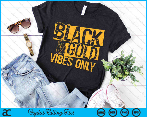 Black & Gold Vibes Only High School Football Game Day SVG Digital Cutting Files