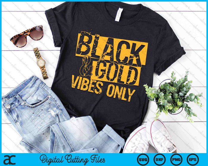 Black & Gold Vibes alleen High School Football Game Day SVG digitale snijbestanden