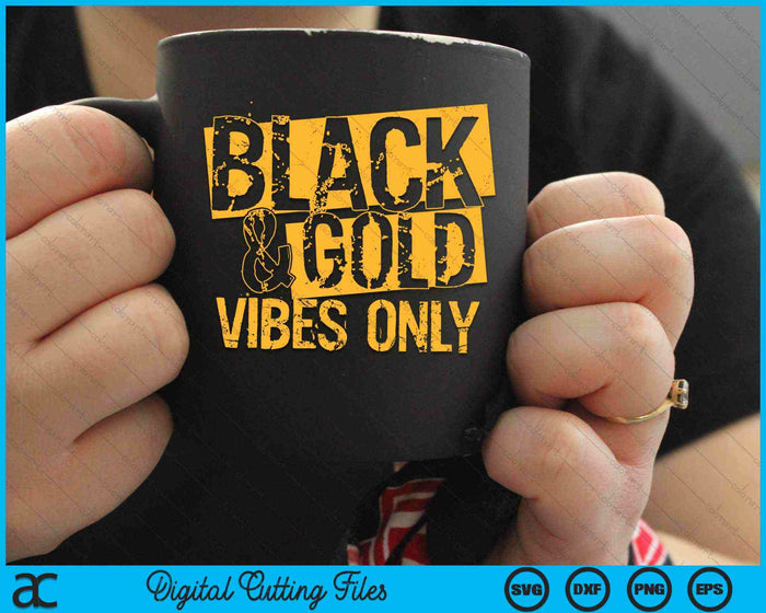 Black & Gold Vibes alleen High School Football Game Day SVG digitale snijbestanden