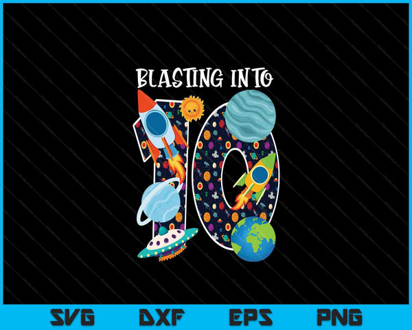 Stralen in de ruimte 10-jarige 10e verjaardag partij Kids SVG PNG digitale snijbestanden