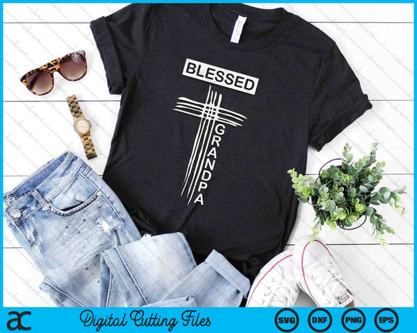 Blessed Grandpa Christian Cross Religious SVG PNG Digital Cutting File - on a t-shirt