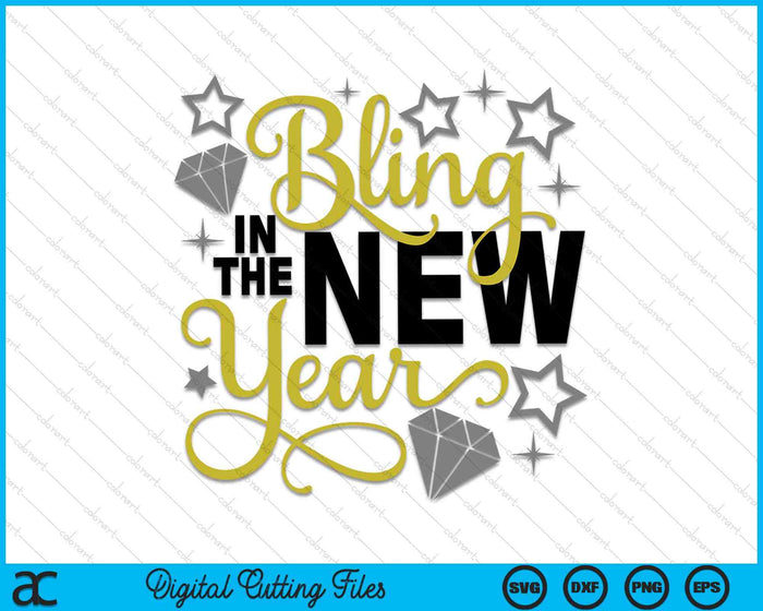 Bling In het nieuwe jaar Kids New Year's SVG PNG digitale snijbestanden