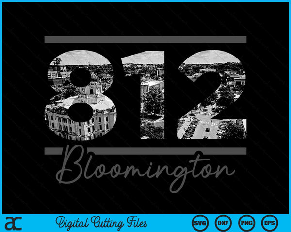 Bloomington 812 Netnummer Skyline Indiana Vintage SVG PNG digitale snijbestanden 