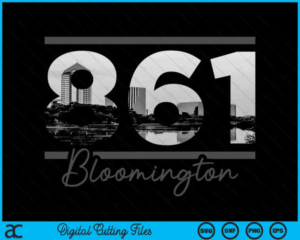 Bloomington 861 Area Code Skyline Illinois Vintage SVG PNG Digital Cutting Files