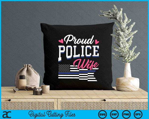 Blue Line Heart Design Wife Of Police Proud USA SVG PNG Digital Printable Files