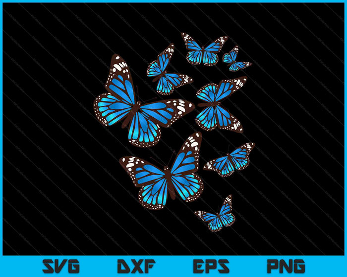 Blauwe Morpho vlinderzwerm Lepidoptera SVG PNG snijden afdrukbare bestanden