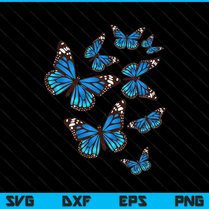 Blue Morpho Butterfly Swarm Lepidoptera SVG PNG Cutting Printable Files