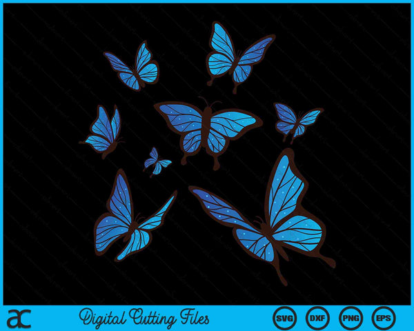 Blue Morpho Butterfly Swarm Lepidoptera Lover Entomologist SVG PNG Digital Cutting File