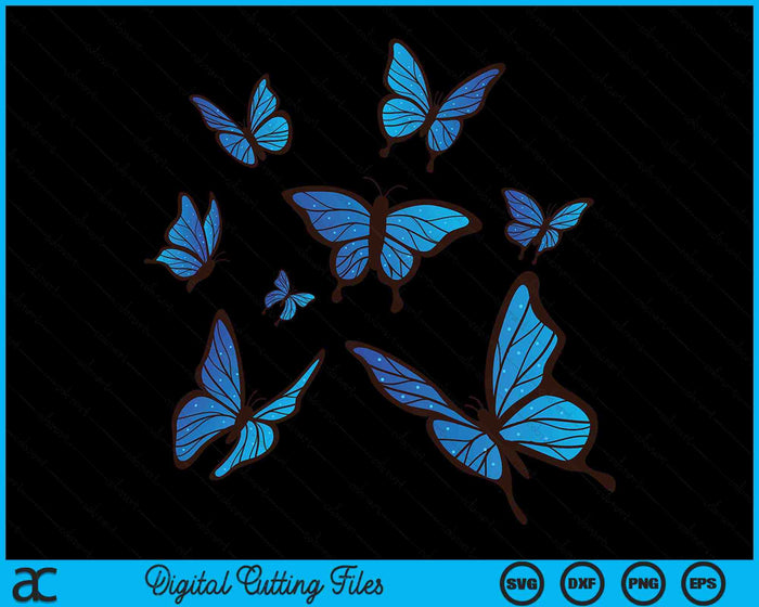 Azul Morpho Mariposa Enjambre Lepidoptera Amante Entomólogo SVG PNG Archivo de Corte Digital