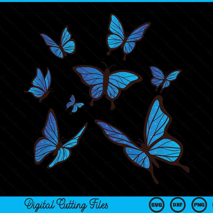 Blue Morpho Butterfly Swarm Lepidoptera Lover Entomologist SVG PNG Digital Cutting File