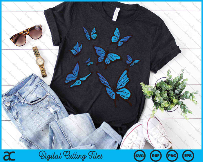 Blue Morpho Butterfly Swarm Lepidoptera Lover Entomologist SVG PNG Digital Cutting File