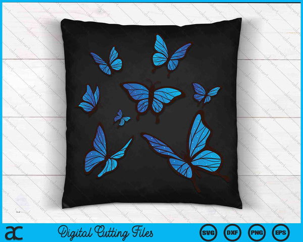 Azul Morpho Mariposa Enjambre Lepidoptera Amante Entomólogo SVG PNG Archivo de Corte Digital