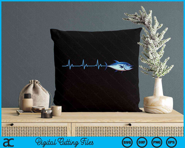 Bluefin Tuna Heartbeat EKG Pulseline Deep Sea Fishing SVG PNG Digital Cutting File