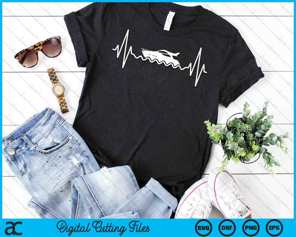 Barco Heartbeat Boating Divertido Barco Capitán SVG PNG Archivos de Corte Digital - on a t-shirt
