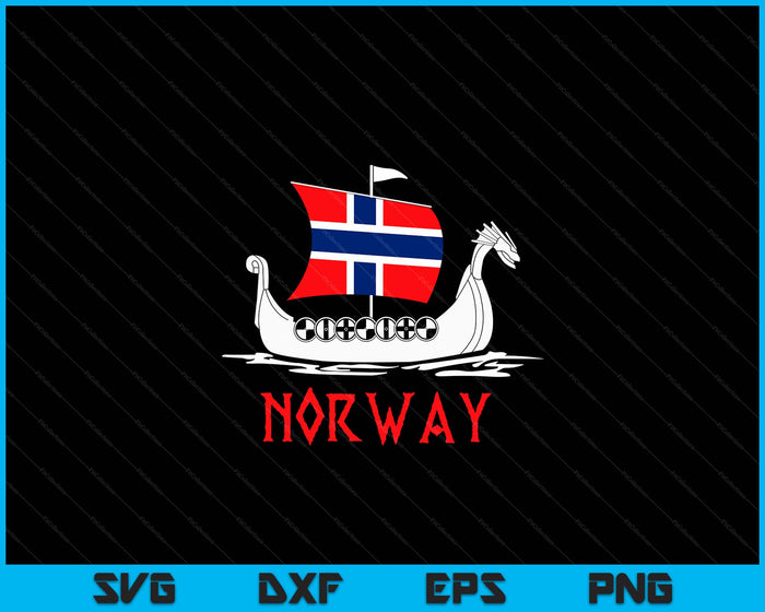 Boot Noorse vlag Noorwegen Vikingschip Noorwegen SVG PNG digitale snijbestanden