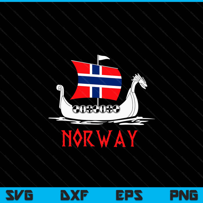 Boot Noorse vlag Noorwegen Vikingschip Noorwegen SVG PNG digitale snijbestanden