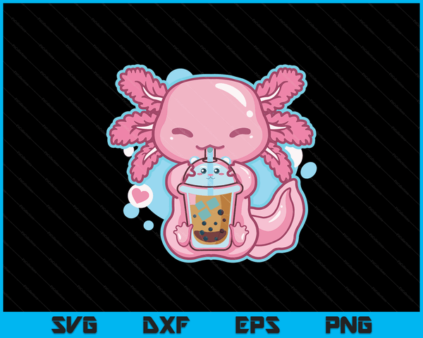 Boba Tea Bubble Tea Milk Tea Anime Axolotl SVG PNG Digital Cutting Files
