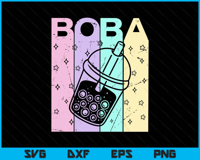 Boba Tea Pastel Bubble Tea Lover Retro SVG PNG Digital Printable Files