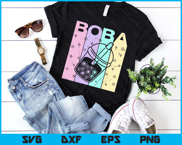 Boba Tea Pastel Bubble Tea Lover Retro SVG PNG Digital Printable Files