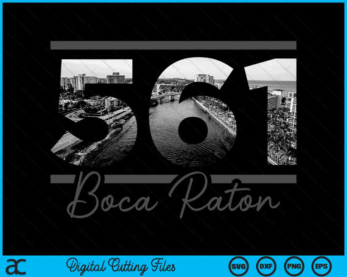 Boca Raton 561 Netnummer Skyline Florida Vintage SVG PNG digitale snijbestanden 