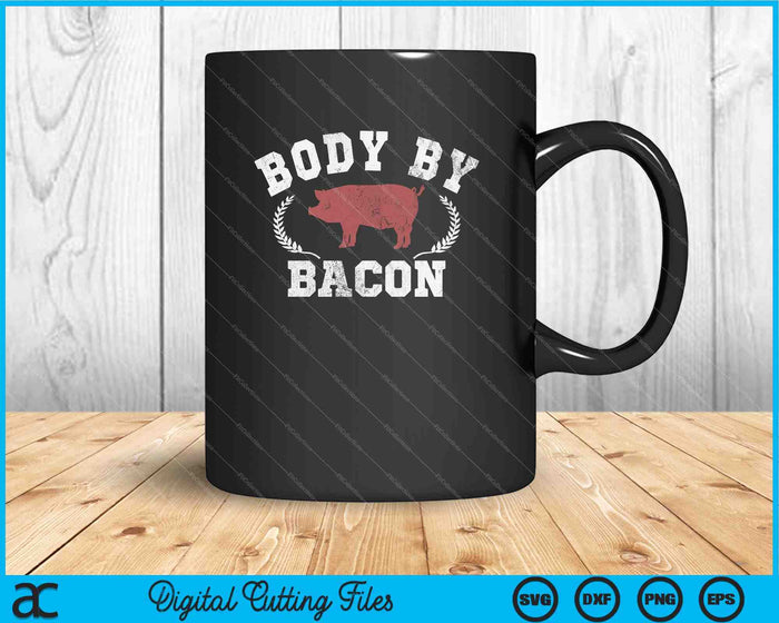 Body By Bacon Pig Vintage Collegiate Graphic SVG PNG Digital Cutting Files
