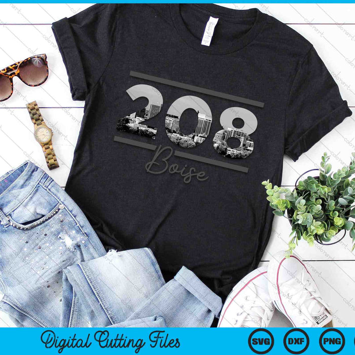 Boise 208 Area Code Skyline Idaho Vintage SVG PNG Digital Cutting Files