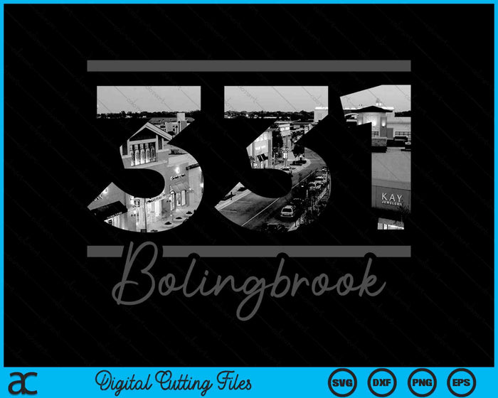 Bolingbrook 331 Area Code Skyline Illinois Vintage SVG PNG Digital Cutting Files