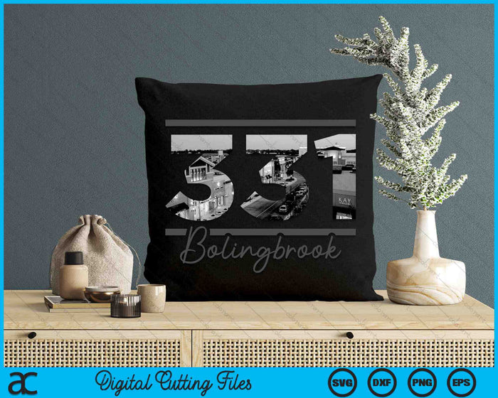 Bolingbrook 331 Netnummer Skyline Illinois Vintage SVG PNG digitale snijbestanden 