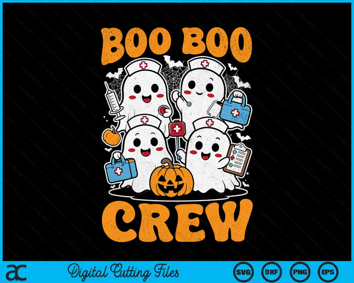 Boo Boo Crew Nurse Ghost Scrub Top Nursing Halloween Costume SVG PNG Digital Cutting File