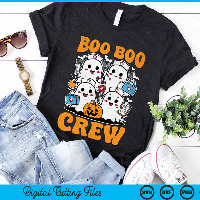 Boo Boo Crew Nurse Ghost Scrub Top Nursing Halloween Costume SVG PNG Digital Cutting File