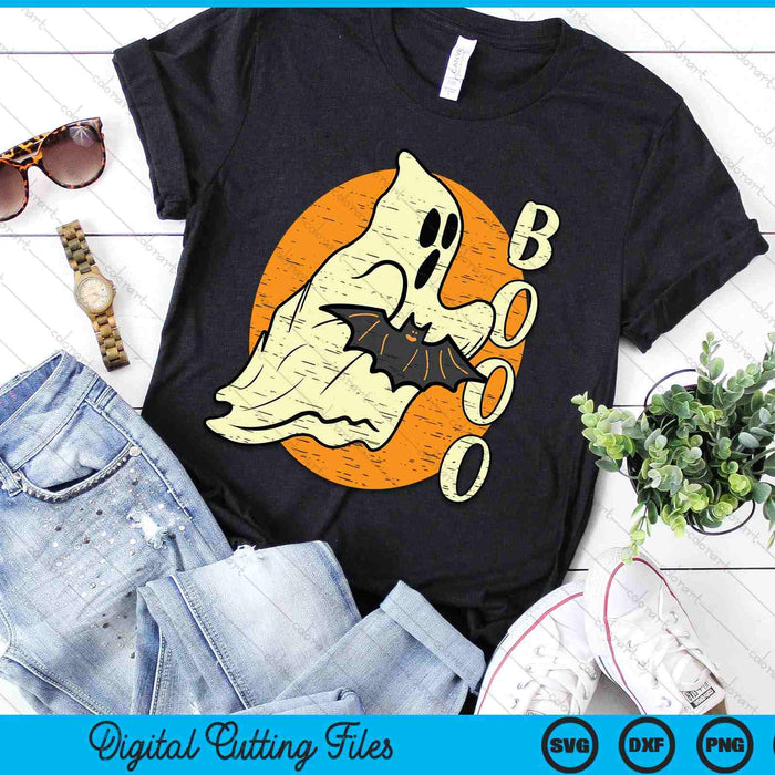 Boo Ghost Bat Retro Vintage Groovy Halloween SVG PNG Digital Cutting Files
