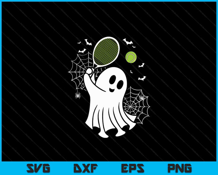 Boo Ghost Playing Tennis Funny Halloween Tennis SVG PNG Digital Cutting File