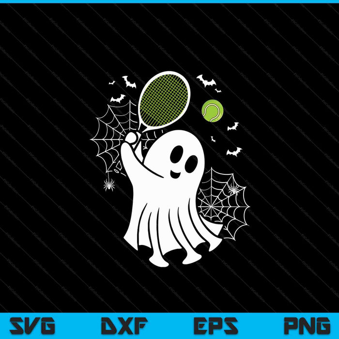 Boo ghost playing tennis Halloween tennis SVG cut file