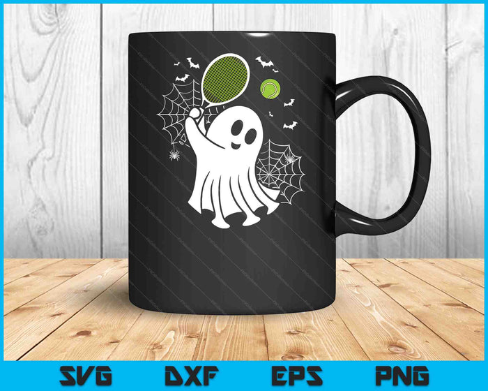 Boo Ghost Playing Tennis Funny Halloween Tennis SVG PNG Digital Cutting File