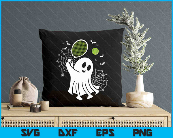 Boo Ghost Playing Tennis Funny Halloween Tennis SVG PNG Digital Cutting File