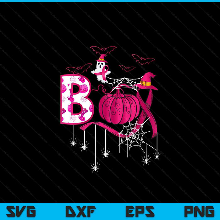 Boo Halloween pumpkin pink ribbon witch breast cancer SVG cut file