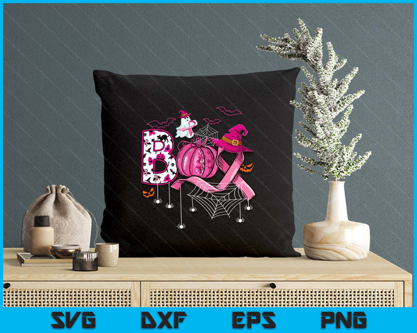 Boo Halloween Pumpkin Pink Ribbon Witch Breast Cancer SVG PNG Digital Printable Files