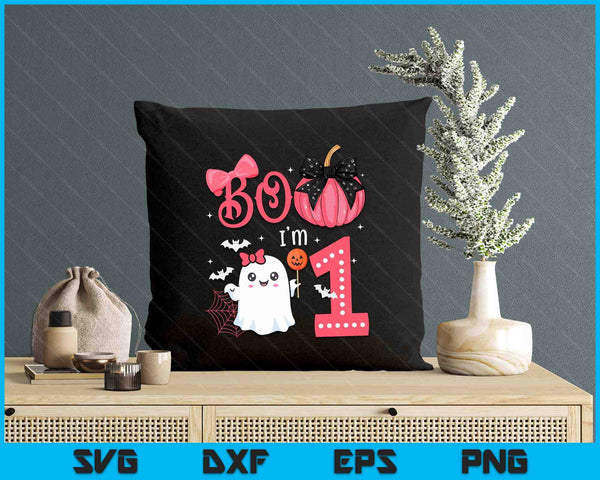Boo I'M 1 Years Old Ghost 1st Birthday Halloween Ghost Girls SVG PNG Digital Printable Files