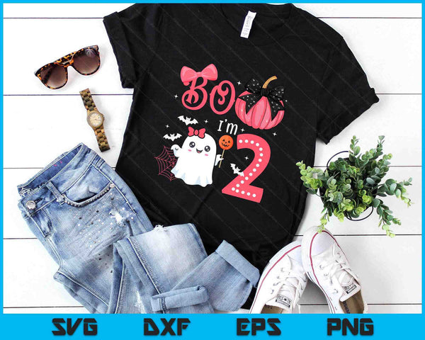 Boo I'M 2 Years Old Ghost 2nd Birthday Halloween Ghost Girls SVG PNG Digital Printable Files