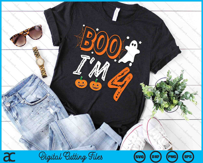 Boo I'm 4 Four Yr Ghost Halloween Costume SVG PNG Digital Cutting File