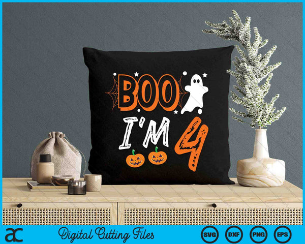 Boo I'm 4 Four Yr Ghost Halloween Costume SVG PNG Digital Cutting File