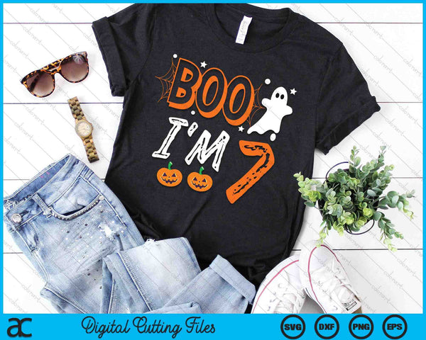 Boo I'm 7 Seven Yr Ghost Halloween Costume SVG PNG Digital Cutting File