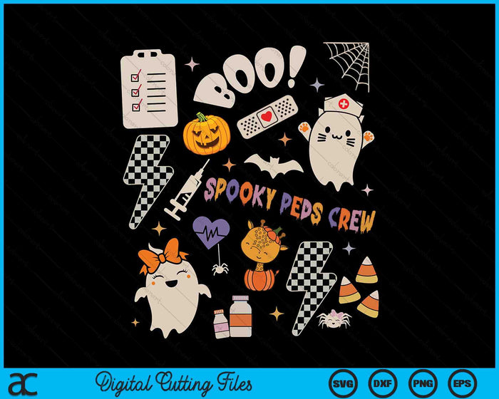 Boo Spooky PEDS Crew Ghost Pediatric Nurse Halloween SVG PNG Digital Printable Files